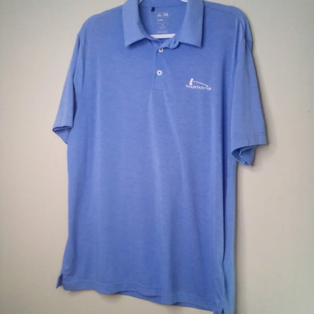 Adidas Polo Shirt Men M Mountaintop Golf Short Sleeve Blue